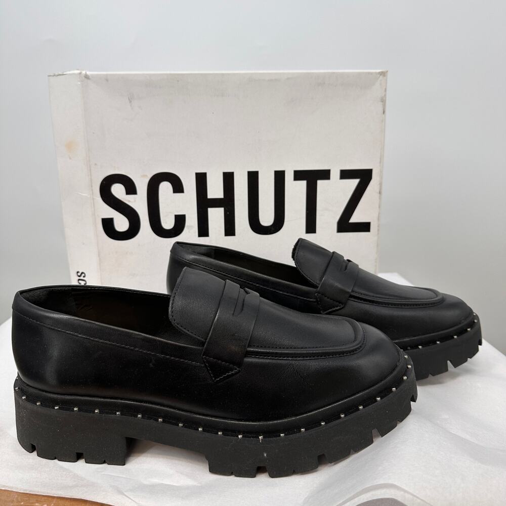 SCHUTZ Evereve New in Box Christie Studs Loafer in Black Leather // 10 - Picture 3 of 12